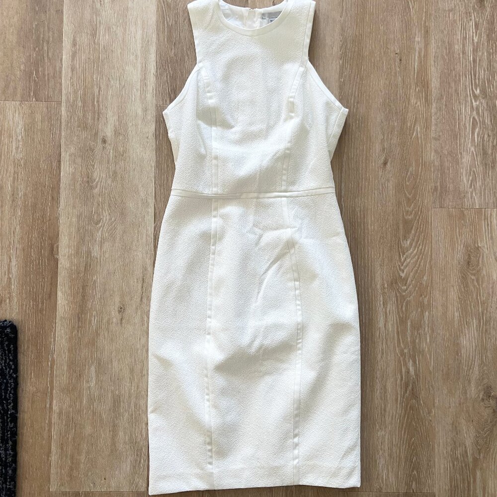 NWOT, H&M White Mini Dress, Cocktail Dress, Zipper Racerback, Bridal Shower, 4